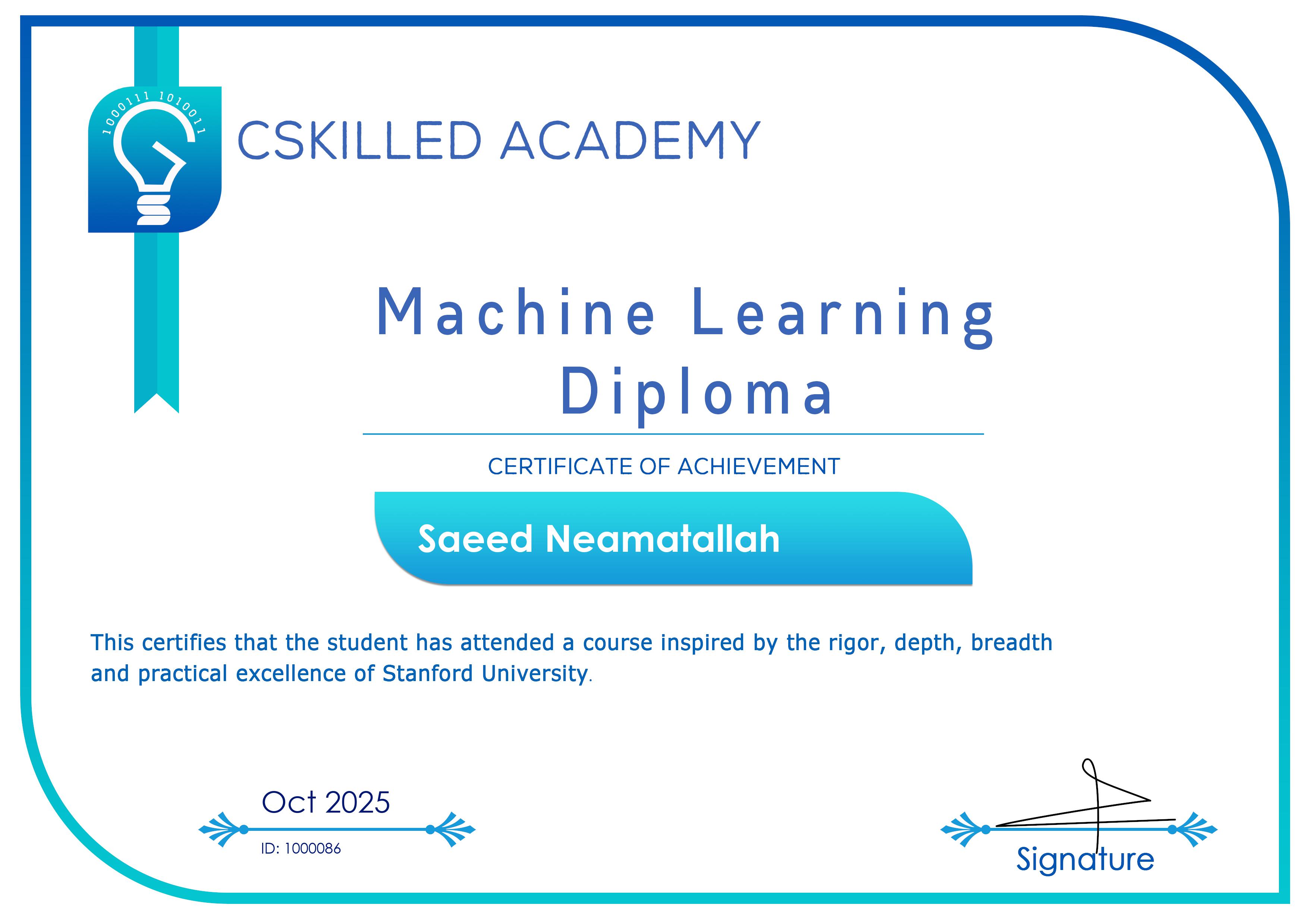Machine Learning Diploma